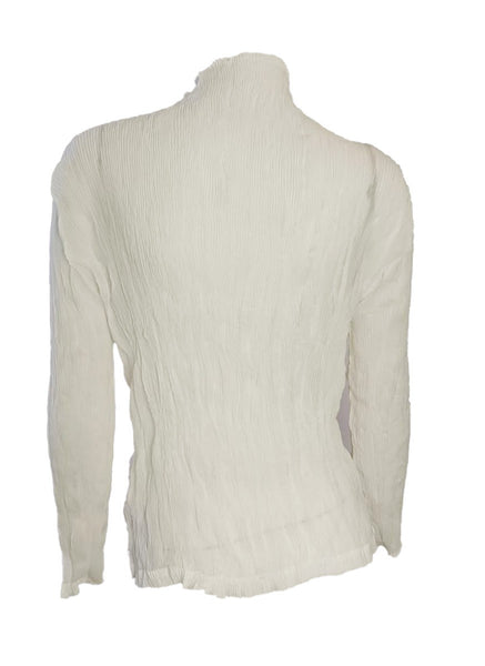 Sheer Crinkled Zipper Cardigan