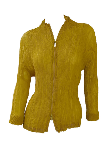 Sheer Crinkled Zipper Cardigan