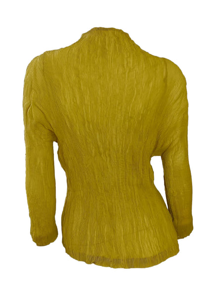 Sheer Crinkled Zipper Cardigan