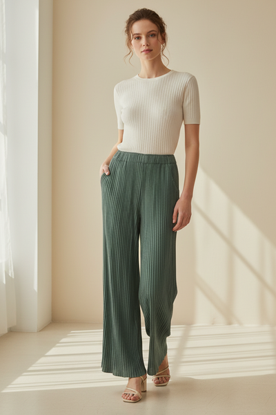 Wide Leg Pleated Pants