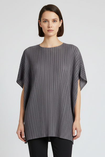 Relaxed Short Sleeve Pleated Top