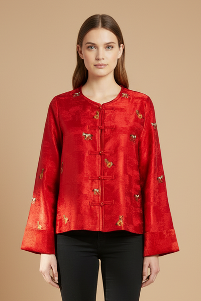 Horse Motifs Cheongsam Style Jacket