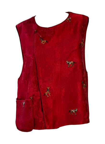 Horse Motifs Embroidered Vest Top