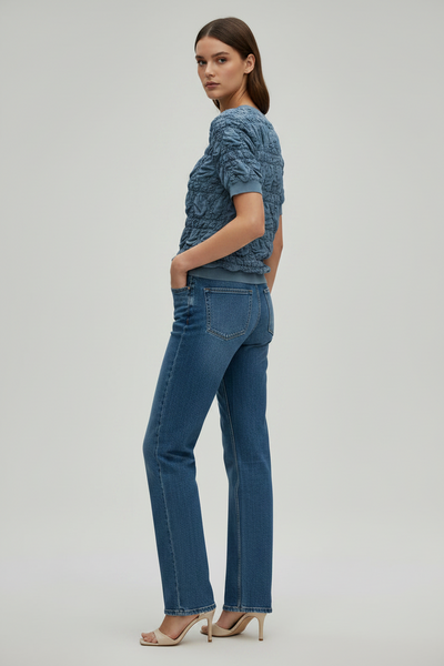 Ruched Floral Knit Sweater