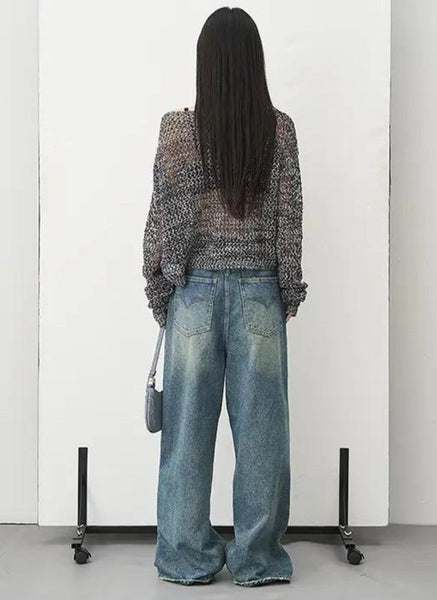 3250091 Long Sleeve Hollow Knit Sweater *Last Piece