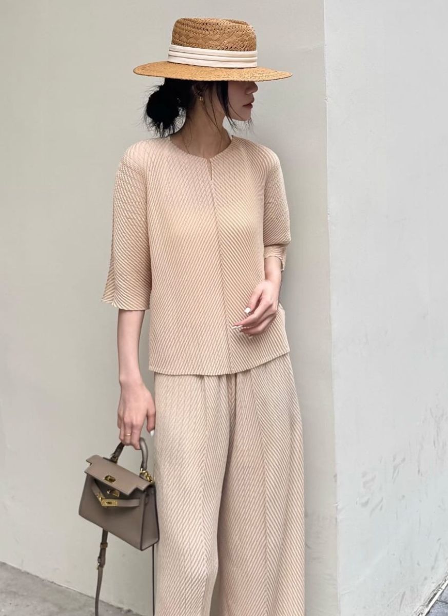 Short Sleeved Pleats Top