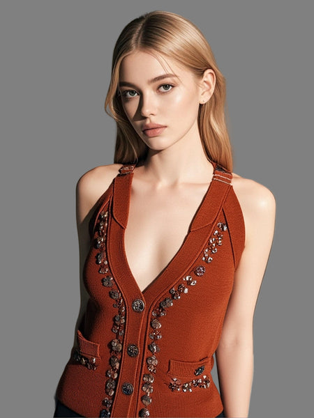 8250027 Crystal Detailed Sleeveless Top