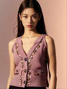 8250027 Crystal Detailed Sleeveless Top