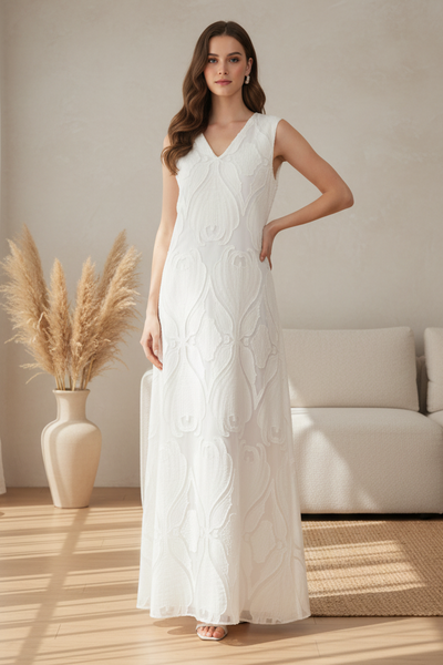 V-neck Textured Maxi Dress