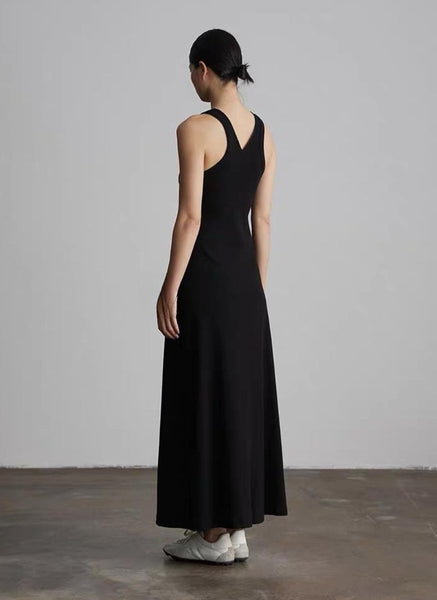 4250013 Zip Front Sleeveless Knitted Tank Dress *Black