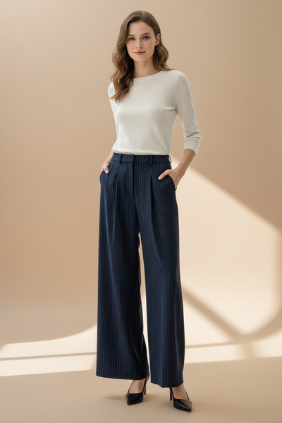 Pinstripes Wide-leg Trousers