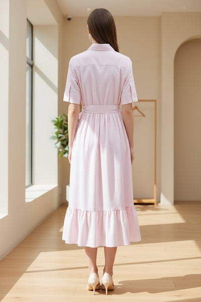 Ruffled Wrap Shirt Dress