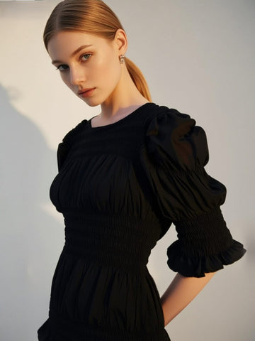 6250013 Shrink Stripe Pleated Top