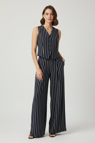 Pinstripes Wide-leg Pants Set