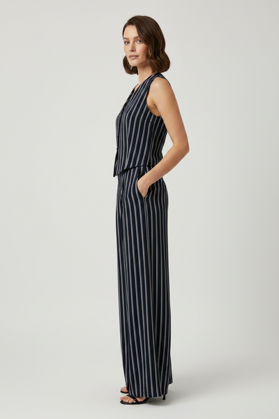 Pinstripes Wide-leg Pants Set
