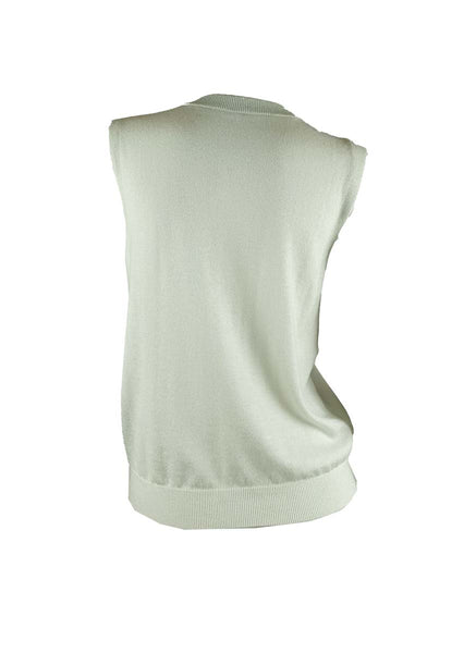 3250004 Round Neck Sleeveless Knitted Top *Light Blue