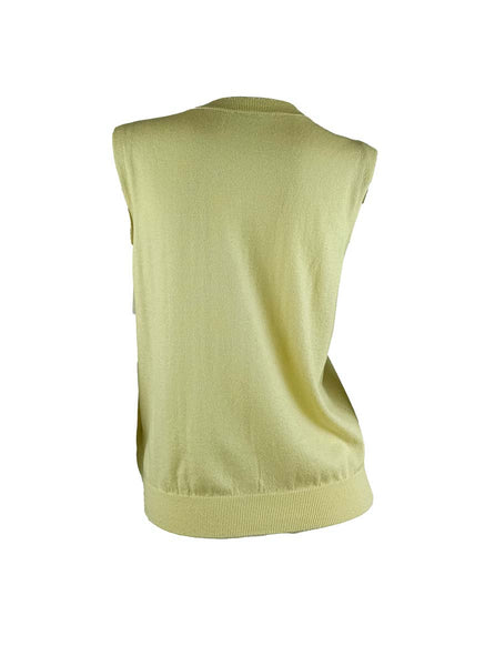 3250004 Round Neck Sleeveless Knitted Top *Yellow