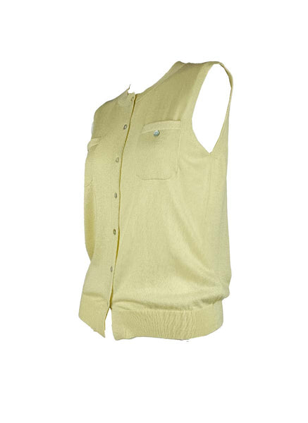 3250004 Round Neck Sleeveless Knitted Top *Yellow