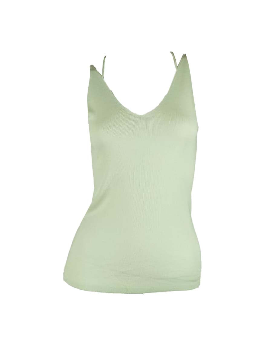 3250006 V-Neck Knitted Tank Top *Green