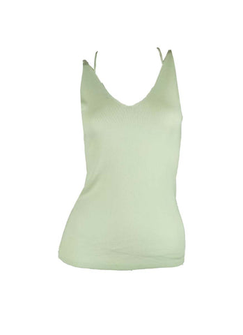 3250006 V-Neck Knitted Tank Top *Green