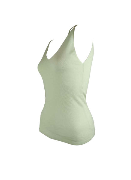3250006 V-Neck Knitted Tank Top *Green
