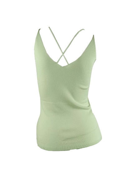 3250006 V-Neck Knitted Tank Top *Green