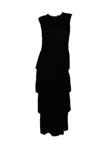 3250018 Round Neck Sleeveless Ruffles Pleated Dress
