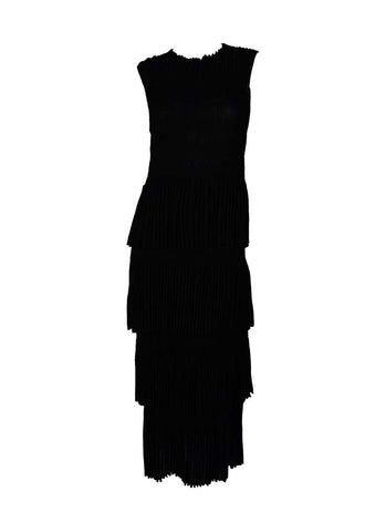 3250018 Round Neck Sleeveless Ruffles Pleated Dress