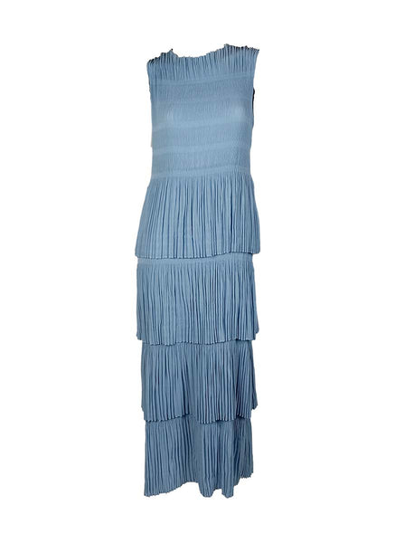 3250018 Tiered Pleated Long Dress