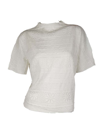 3250025 Round Neck Short Sleeved Pleats Top *Last Piece