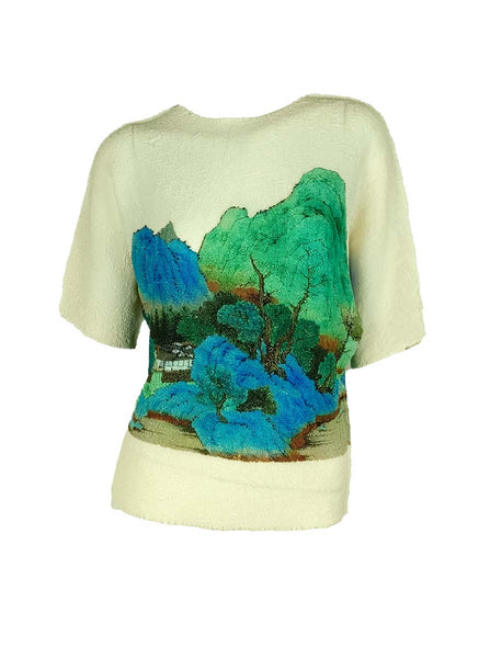 3250026 Short Sleeved Printed Pleats Top *Last Piece