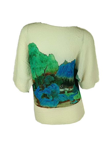3250026 Short Sleeved Printed Pleats Top *Last Piece