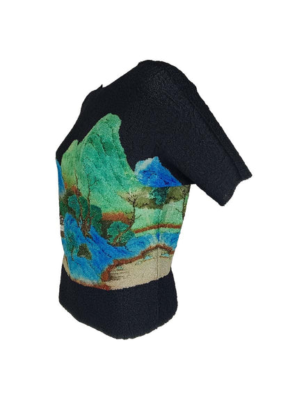 3250026 Short Sleeved Printed Pleats Top *Preorder