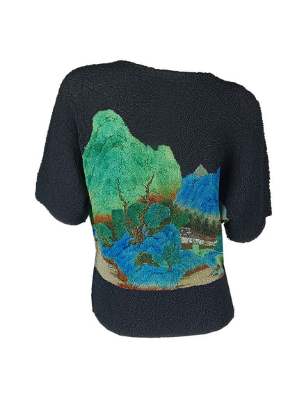 3250026 Short Sleeved Printed Pleats Top *Preorder