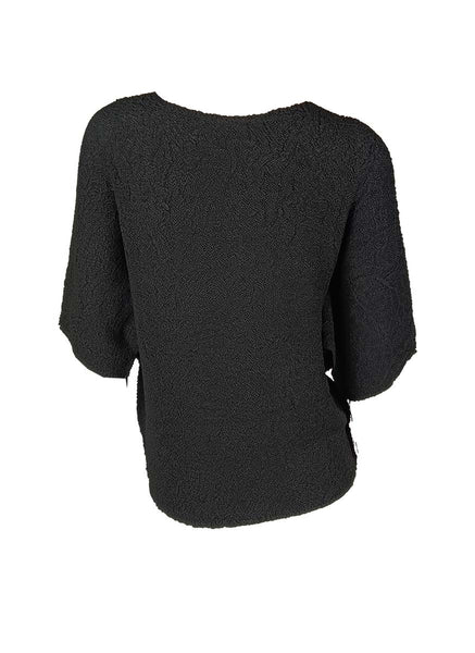 3250027 Round Neck Short Sleeved Pleats Top *Preorder