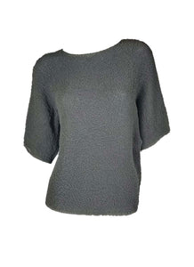 3250027 Round Neck Short Sleeved Pleats Top *Preorder