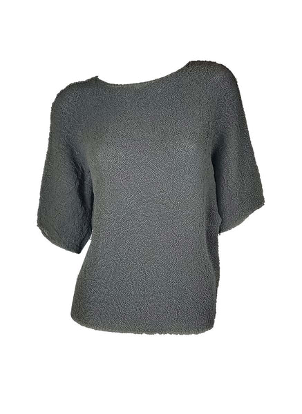 3250027 Round Neck Short Sleeved Pleats Top *Preorder