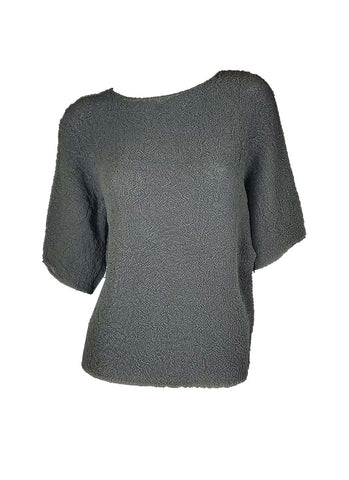 3250027 Round Neck Short Sleeved Pleats Top *Preorder