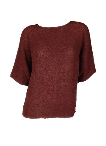 3250027 Round Neck Short Sleeved Pleats Top *Preorder