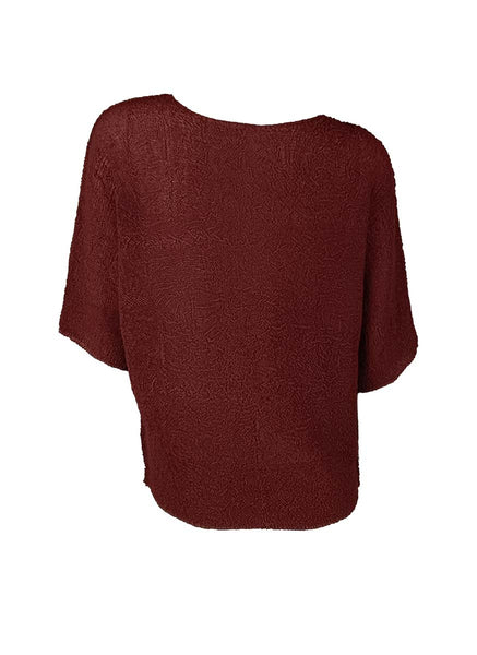 3250027 Round Neck Short Sleeved Pleats Top *Preorder