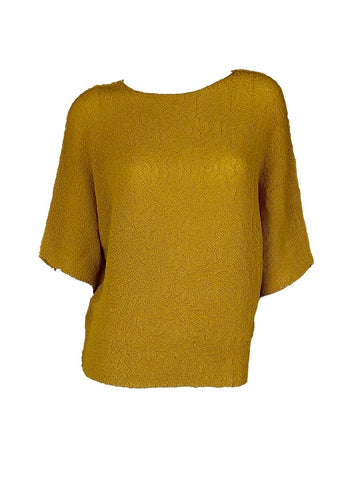 3250027 Round Neck Short Sleeved Pleats Top *Preorder