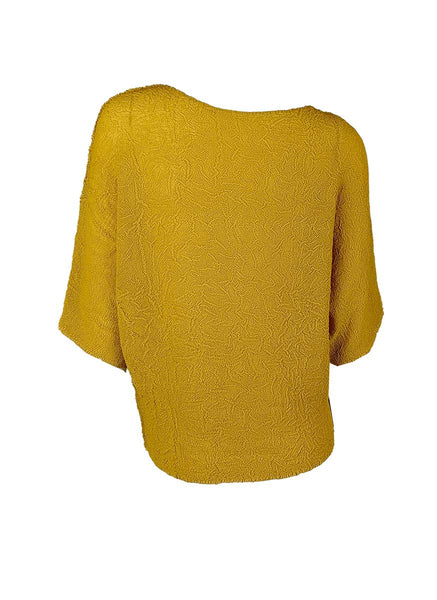3250027 Round Neck Short Sleeved Pleats Top *Preorder