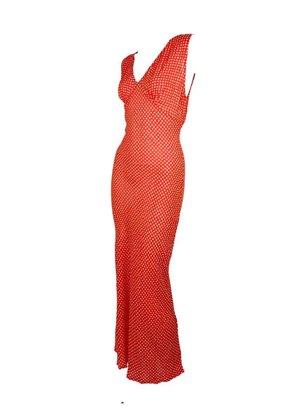 3250037 V-Neckline Polka Dot Dress