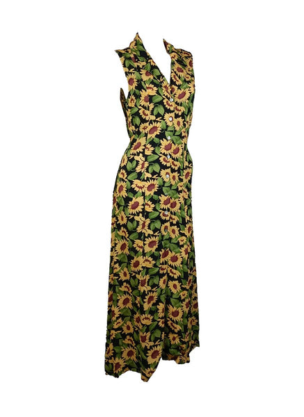 3250038 Sunflower Printed Sleeveless Long Dress