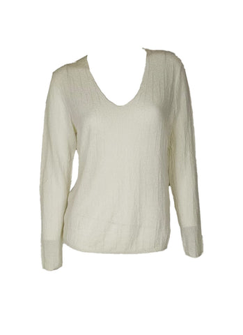 3250044 V-Neck Long Sleeve Knitted Top *Cream