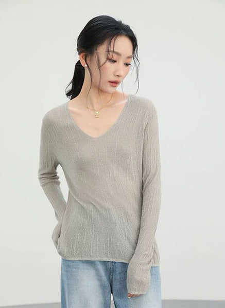 3250044 V-Neck Long Sleeve Knitted Top *Last Piece