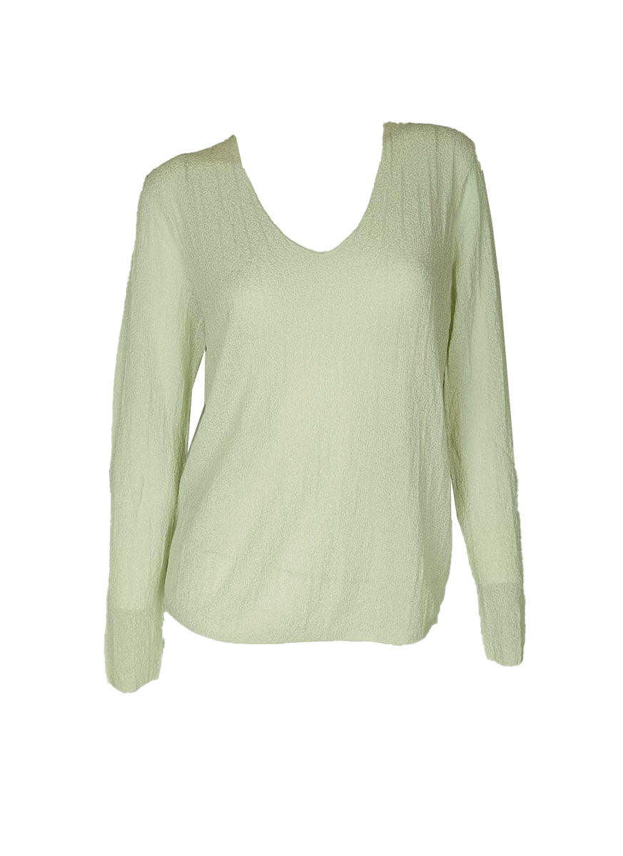 3250044 V-Neck Long Sleeve Knitted Top *Light Green
