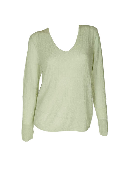 3250044 V-Neck Long Sleeve Knitted Top *Light Green