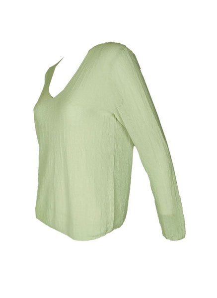 3250044 V-Neck Long Sleeve Knitted Top *Light Green