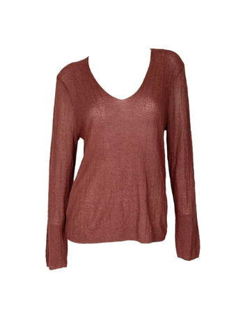 3250044 V-Neck Long Sleeve Knitted Top *Rose Red